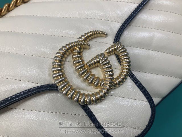 Gucci古馳包包 G家新款女包 443497 古奇白藍色全皮肩背斜挎鏈條女包 gdj1476